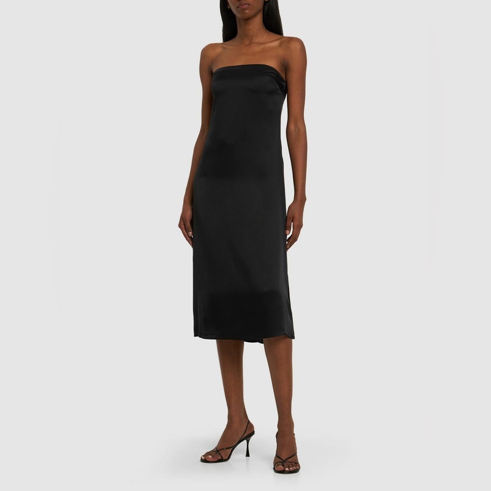 Anine Bing Megan silk strapless midi dress